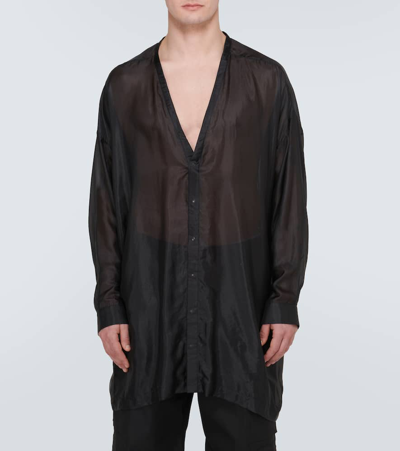 Shop Rick Owens Larry Silk Shirt In Black