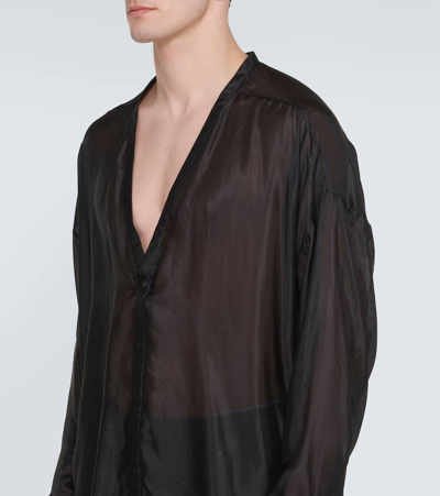 Shop Rick Owens Larry Silk Shirt In Black