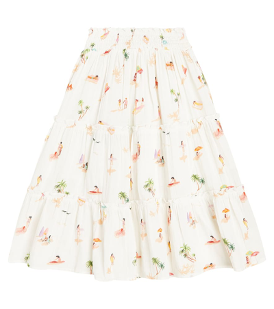 Scotch & Soda Printed Tiered Cotton Skirt In White