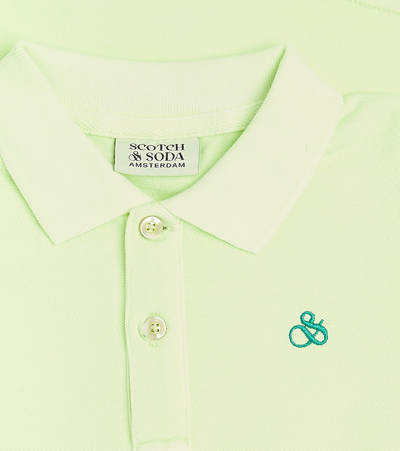 Shop Scotch & Soda Logo Embroidered Cotton Polo Shirt In Green