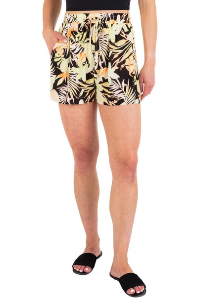 Shop Hurley Tropical Floral Drawstring Shorts In Black Multi