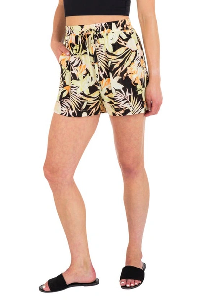 Hurley Tropical Floral Drawstring Shorts In Black Multi