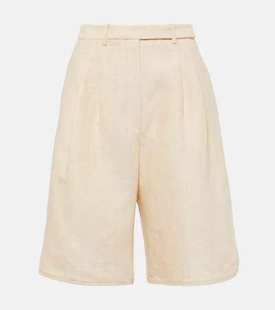 Shop Loro Piana Linen Bermuda Shorts In Beige