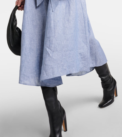 Loro Piana Linen Midi Dress In Blue
