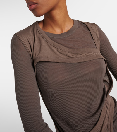Rick Owens Drkshdw Cutout Cotton Jersey Top In White