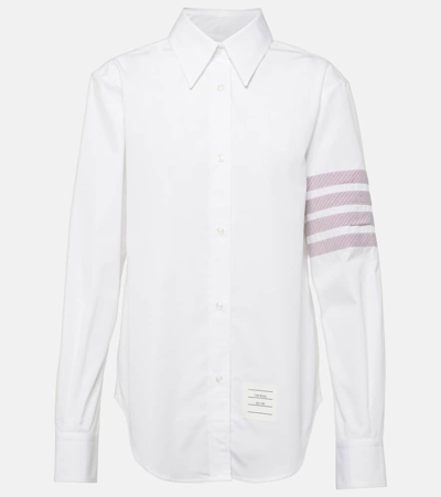 Shop Thom Browne 4-bar Cotton Poplin Shirt In White