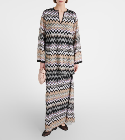 Shop Missoni Zig Zag Tunic In Neutrals