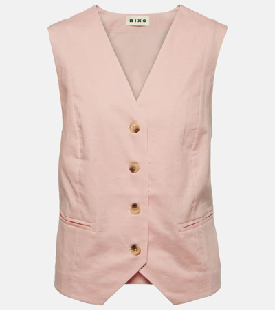 Shop Rixo London Norah Linen And Cotton Vest In Pink