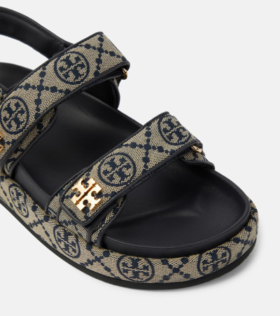 Tory Burch 35mm T Mono Kira Sport Jacquard Sandals In Blue
