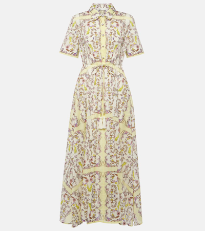 Shop Tory Burch Printed Cotton Voile Midi Dress In Multicoloured