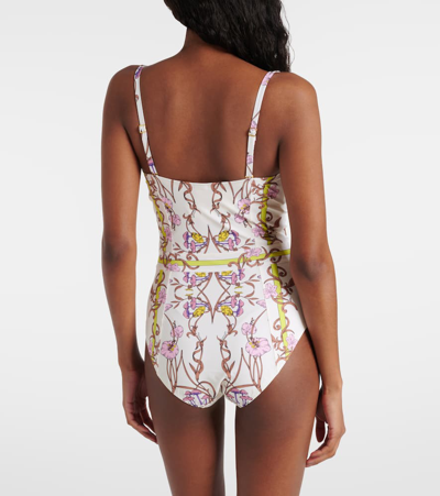 Shop Tory Burch Floral Bustier Swimsuit In Multicoloured