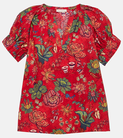 Shop Ulla Johnson Naomi Floral Cotton Poplin Top In Multicoloured