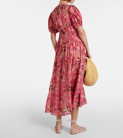 Shop Ulla Johnson Eden Cotton-blend Midi Dress In Multicoloured