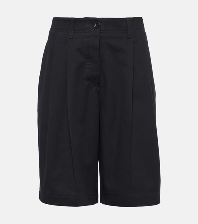 Shop Totême Cotton Twill Shorts In Black