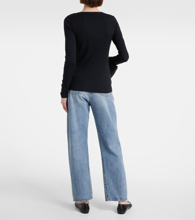 Totême Compact Wool Blend Knit Top In Black