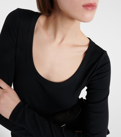 Totême Compact Wool Blend Knit Top In Black