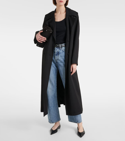 Totême Compact Wool Blend Knit Top In Black