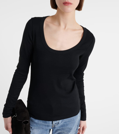 Totême Compact Wool Blend Knit Top In Black