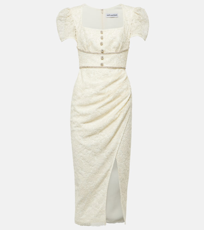 Shop Self-portrait Bridal Lace Midi Dress In White