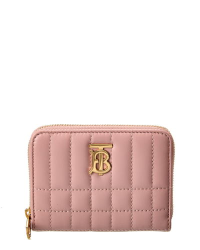 Shop Burberry Lola Quilted Leather Coin Purse In Pink