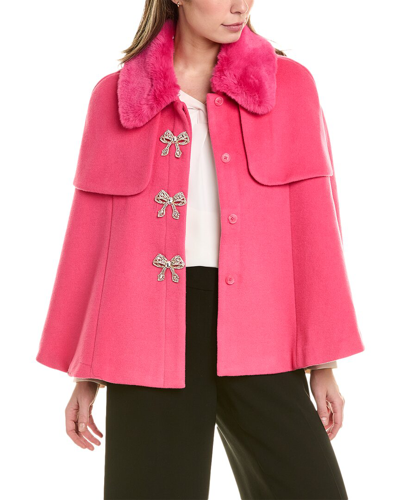 Shop Flora Bea Nyc Aly Wool-blend Cape In Pink