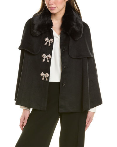 Shop Flora Bea Nyc Aly Wool-blend Cape In Black