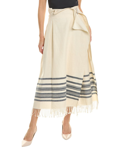 Shop Max Mara Weekend  Targa Linen-blend Skirt In White
