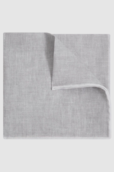 Shop Reiss Siracusa - Soft Ice Linen Contrast Trim Pocket Square, One