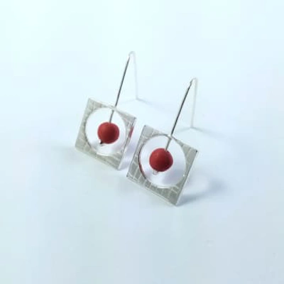 Shop Cresta Ceramics Sterling Silver Square And Red Porcelain Bead Earrings