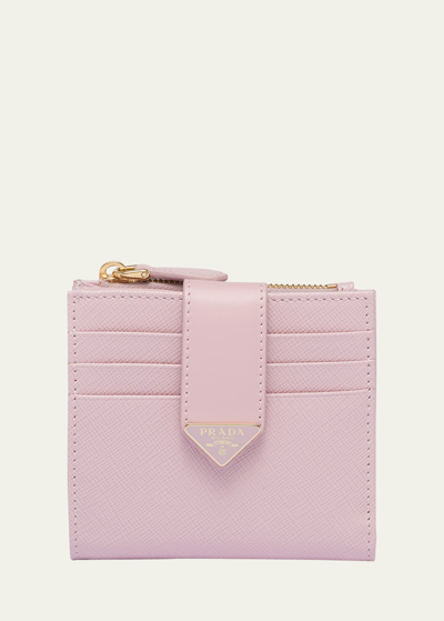 Shop Prada Small Leather Wallet With Triangle Snap In F0e18 Alabastro