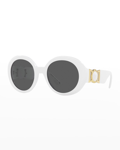 Shop Versace Medusa Round Acetate Sunglasses In White