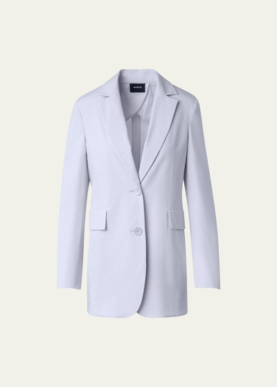 Shop Akris Alvina Seersucker Silk-blend Jacket In Greige