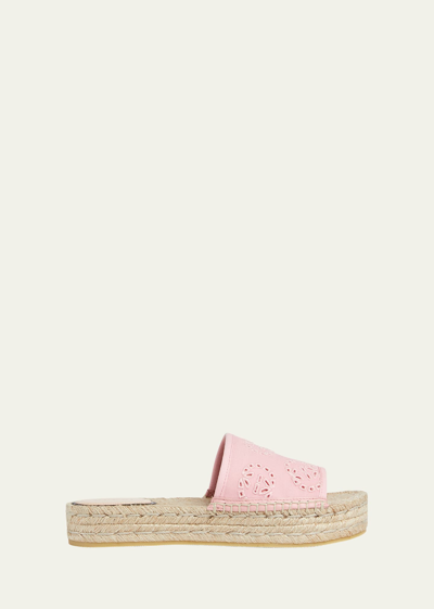 Shop Gucci Damita Gg Eyelet Espadrille Sandals In 5846 Wild Rose Pn