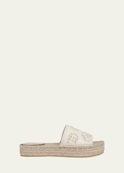 Shop Gucci Damita Gg Eyelet Espadrille Sandals In 9068 Natural