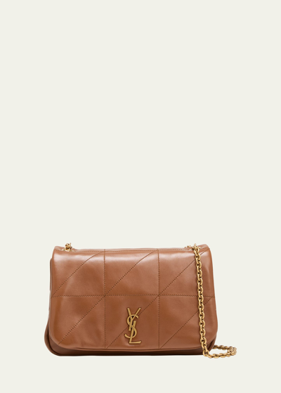 Shop Saint Laurent Jamie 4.3 Small Ysl Shoulder Bag In Quilted Smooth Leather In Light Fox