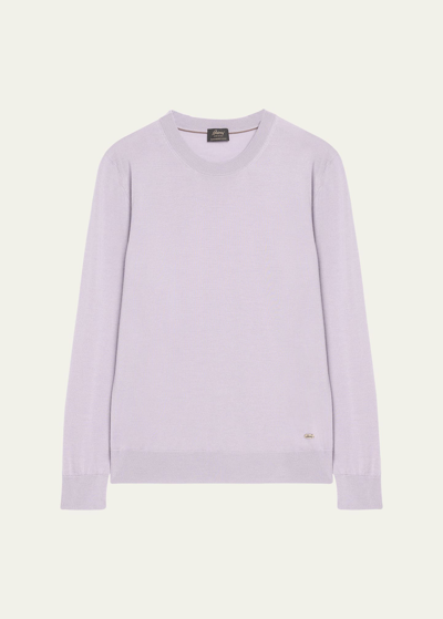 Shop Brioni Men's Cashmere-silk Crewneck Sweater In Lilac