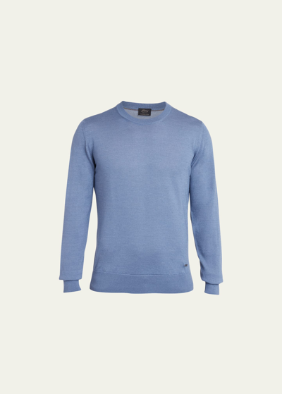 Shop Brioni Men's Cashmere-silk Crewneck Sweater In Nile