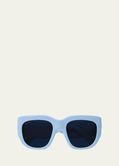 Shop Gucci Gg Plastic & Bio Nylon Butterfly Sunglasses In Light Blue