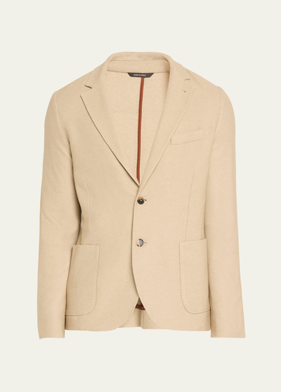 Shop Loro Piana Men's Cashmere/silk 2-button Sweater Jacket In Da70 Sahara Shade