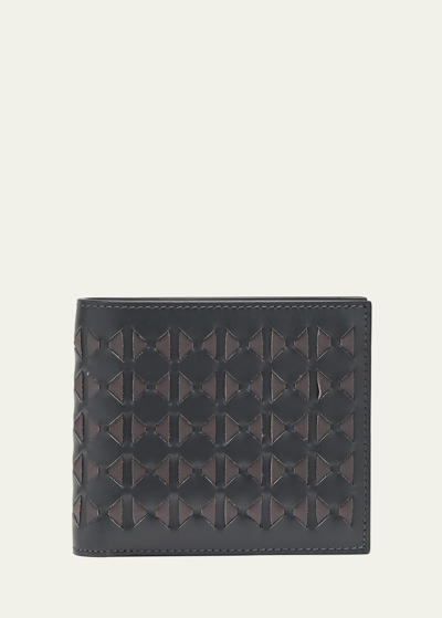 Shop Serapian Men's Mosaico Leather Billfold Wallet In Anthracitesmokecu