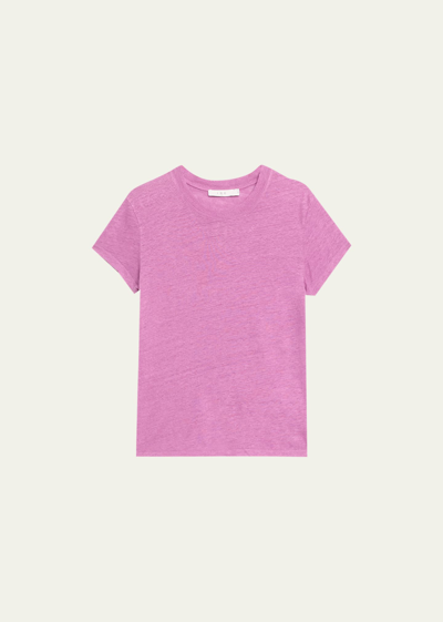 Shop Iro Crewneck Linen T-shirt In Magenta Purple