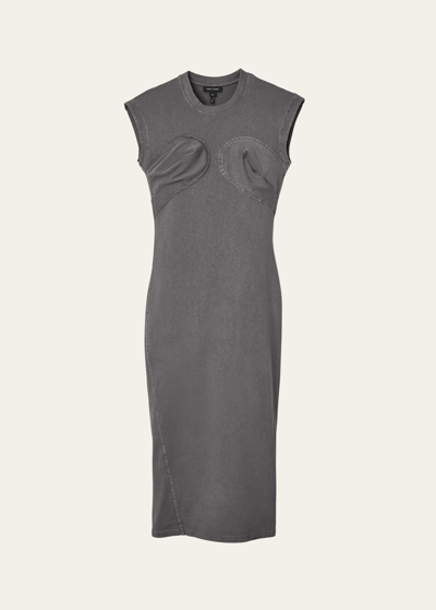 Shop Marc Jacobs Seamed Up Body-con Midi Dress In Steel Grey