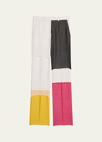 Shop Helmut Lang Tailored Patchwork Pants In Iv
