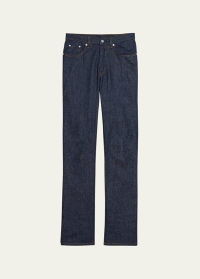 Shop Helmut Lang Mid-rise Slim Straight Jeans In Raw Indigo