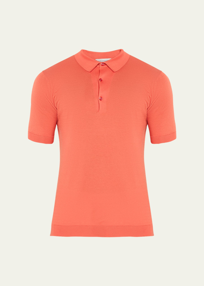 Shop John Smedley Men's Adrian Polo Shirt In Sundown Orange