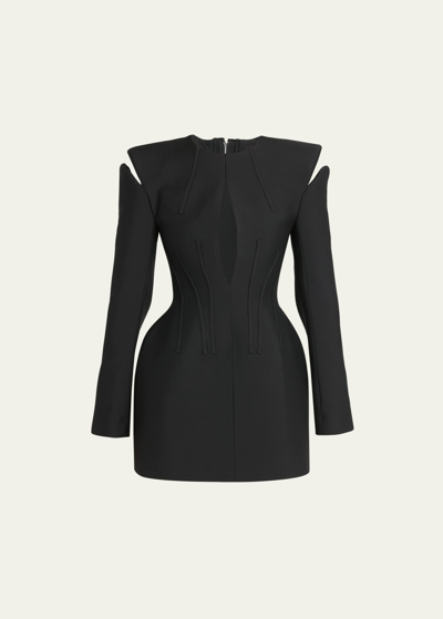Shop Alexander Mcqueen Slashed Cutout Mini Dress In Black