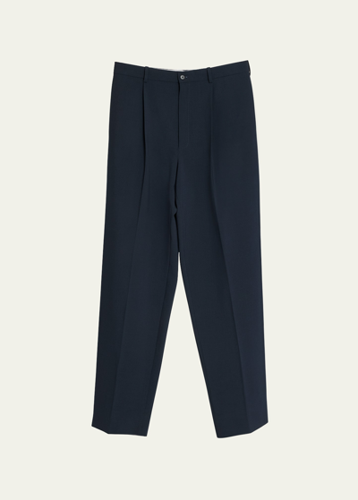 Shop The Row Men's Keenan Wool-blend Pleated Pants In Dark Navy