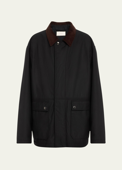 Shop The Row Frank Corduroy-collar Cashmere Jacket In Black
