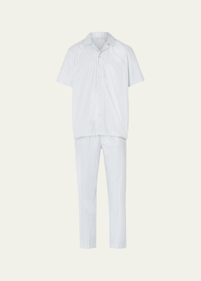Shop Hanro Men's Carl Cotton Short-sleeve Pajama Set In  Stripe