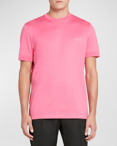 Shop Knt Men's Outline Logo Crewneck T-shirt In Pink